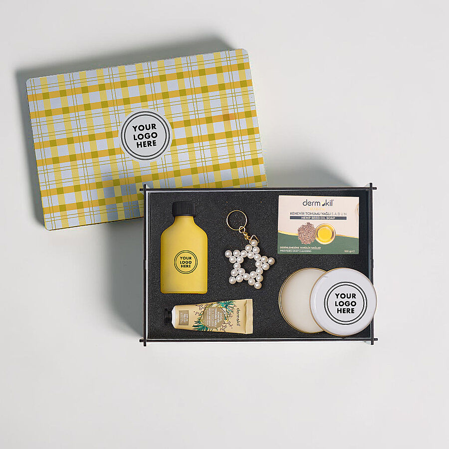 Ahşap Kutulu Hediye Seti - 2618 - 1 SARI - 1