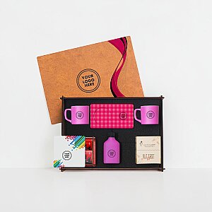 Ahşap Kutulu Hediye Seti - 3626- 16 PEMBE