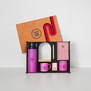 Ahşap Kutulu Hediye Seti - 3626- 17 PEMBE