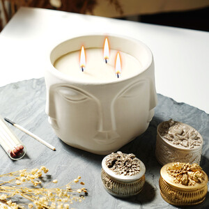 Candleaf Binbir Surat Beton Mum -Beyaz