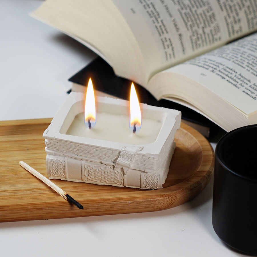Candleaf Kitap Beton Mum - Beyaz - 1