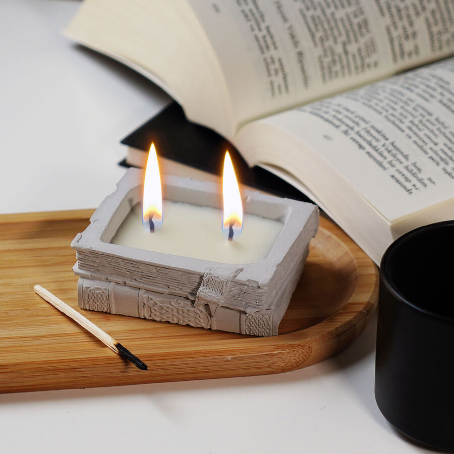 Candleaf Kitap Beton Mum - Gri - 1
