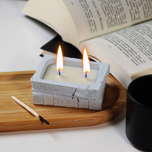 Candleaf Kitap Beton Mum - Mavi