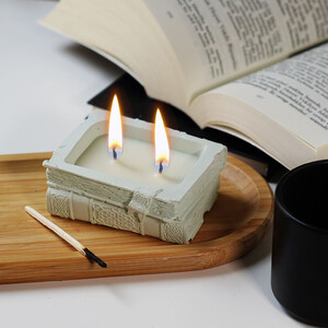 Candleaf Kitap Beton Mum - Su Yeşili